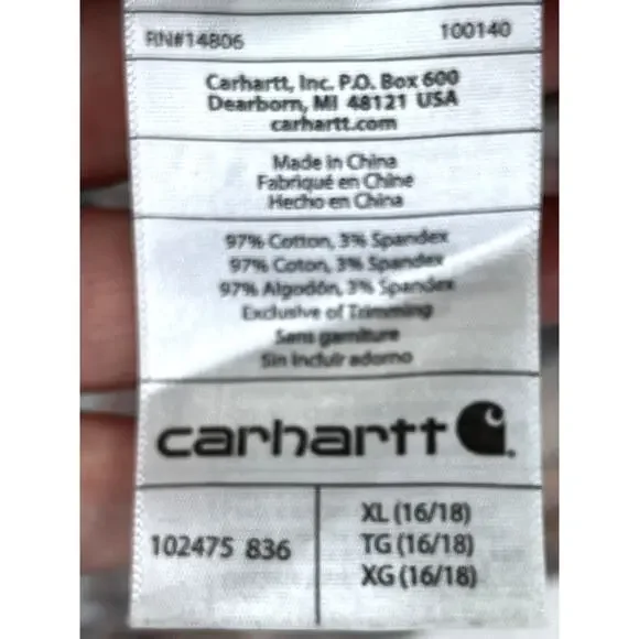 Carhartt Women's Button Up Shirt Roll Tab Sleeves in gray/peach plaid, size XL - Picture 3 of 9